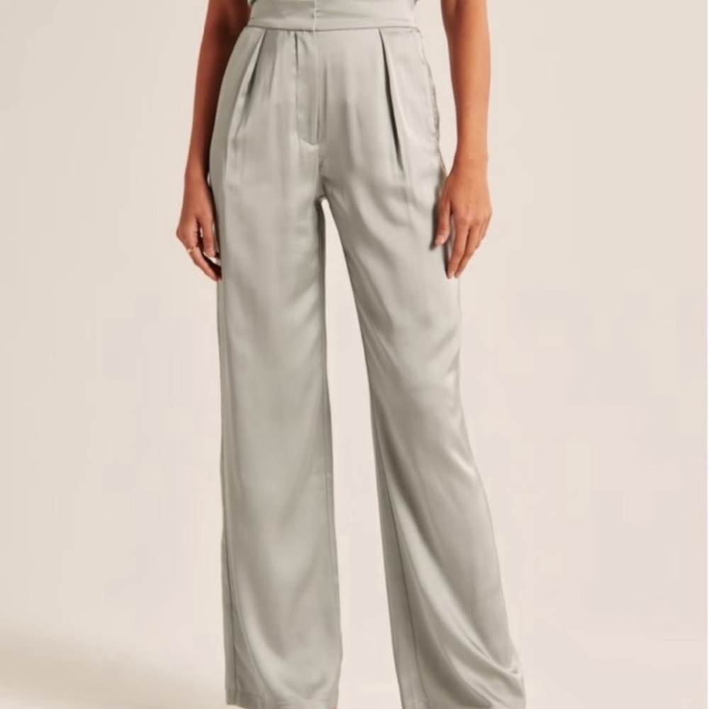 NWT Satin Tailored Wide Leg Pant SAGE, 29 SHORT